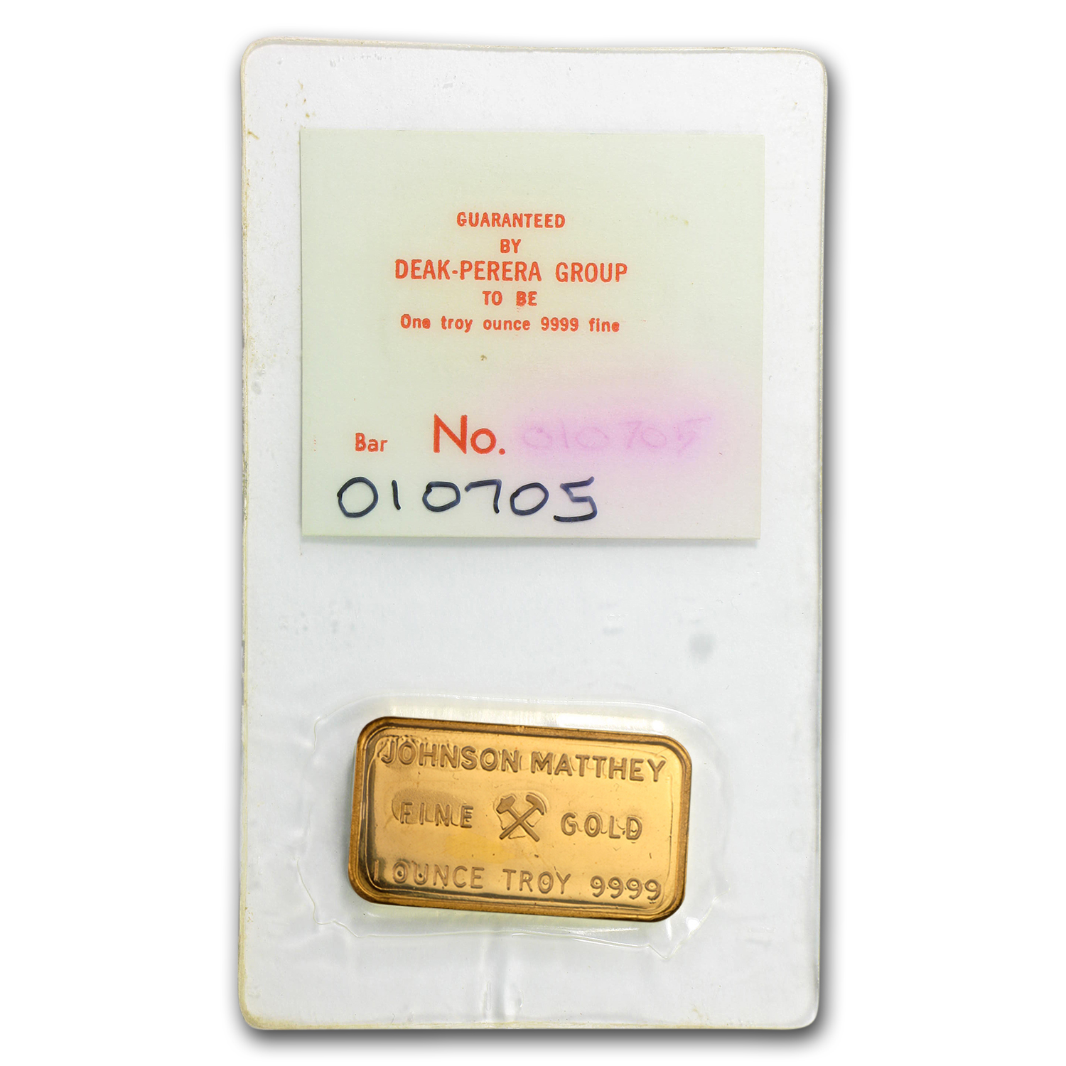 1 oz Gold Bar - Johnson Matthey-London (Deak-Perera, In